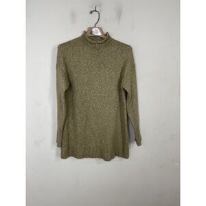 Pure Jill Women Sweater Small Mock Funnel Neck Chunky Knit Granola Girl Green